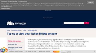 Top up or view your Itchen Bridge account - Southampton City Council