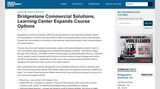 Bridgestone Commercial Solutions, Learning Center Expands Course ...