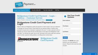 Bridgestone Credit Card Payment - Login - Address - Customer Service