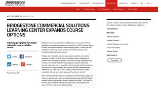Bridgestone Commercial Solutions Learning Center Expands Course ...