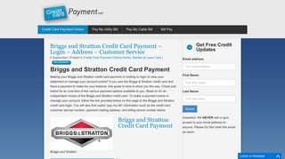 Briggs and Stratton Credit Card Payment - Login - Address - Customer ...