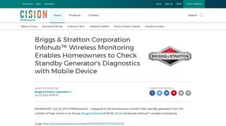 Briggs & Stratton Corporation Infohub™ Wireless Monitoring Enables ...