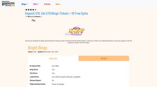 Bright Bingo Review | Enjoy 200 Bingo Games & Free Jackpots