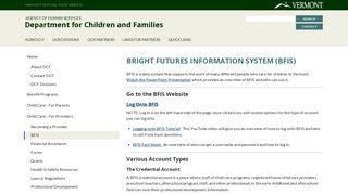 Bright Futures Information System (BFIS) | Department for Children ...