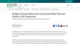Bright House Networks Launches New Secure Public WiFi Network