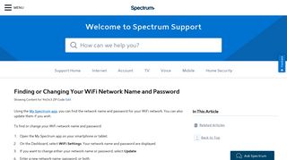 Finding Your WiFi Network Name/Password - Spectrum.net