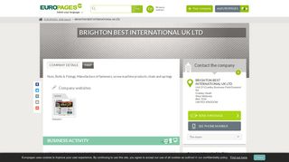 BRIGHTON BEST INTERNATIONAL UK LTD, Fasteners, metal, Nuts ...