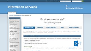 Pages - Email services for staff - staffcentral - University of Brighton