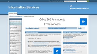 Pages - Accessing student email - staffcentral - University of Brighton