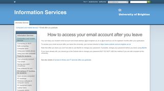 Email after you graduate - staffcentral - University of Brighton