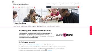 Activating your university user account - University of Brighton