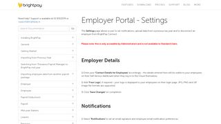 Employer Portal - Settings - BrightPay Documentation