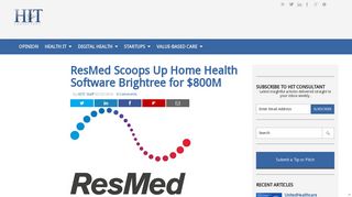 ResMed Scoops Up Home Health Software Brightree for $800M