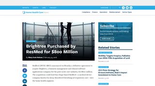 Brightree Purchased by ResMed for $800 Million - Home Health Care ...