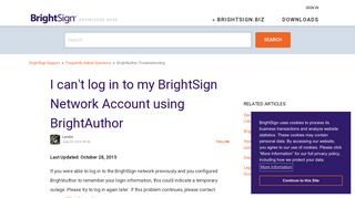 I can't log in to my BrightSign Network Account using BrightAuthor ...