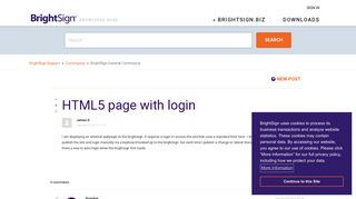 HTML5 page with login – BrightSign Support