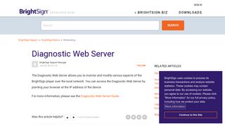 Diagnostic Web Server – BrightSign Support
