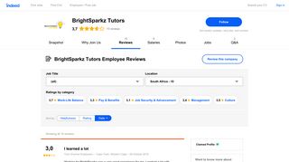 Working at BrightSparkz Tutors: Employee Reviews | Indeed.co.za