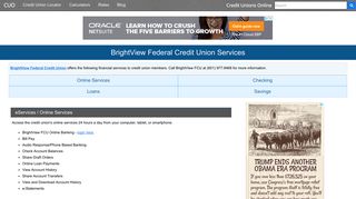 BrightView Federal Credit Union Services: Savings, Checking, Loans