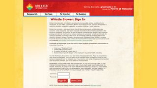 Whistle Blower: Sign In - Brinker International