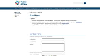 Email Form - Brisbane Catholic Education