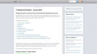 Blackboard Analytics – January 2014 - University of Southampton