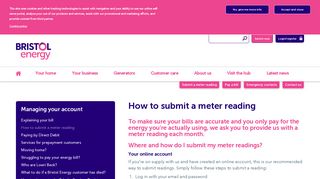 Submit a meter reading - Bristol Energy