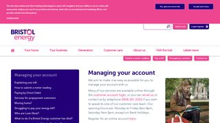 Managing your account - Bristol Energy