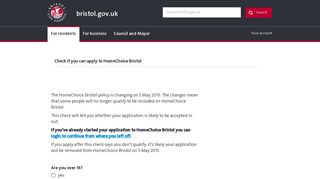 Check if you can apply to Home Choice Bristol - bristol.gov.uk