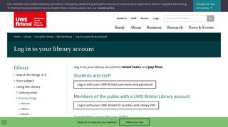 Log in to your library account - UWE Bristol: Library