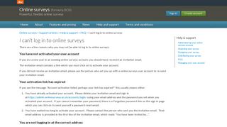 I can't log in to online surveys | Online surveys