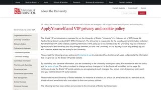 ApplyYourself and VIP privacy and cookie policy | About the University ...