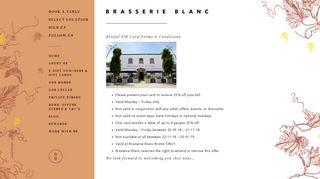 Bristol VIP Card - Brasserie Blanc
