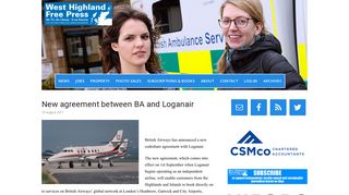 New agreement between BA and Loganair - West Highland Free Press