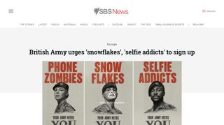 British Army urges 'snowflakes', 'selfie addicts' to sign up | SBS News