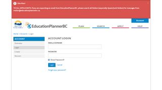 Login - Account - EducationPlannerBC - Apply BC