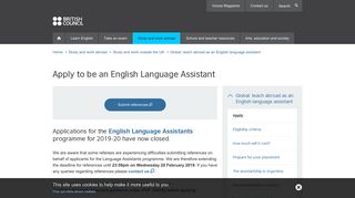 Apply to be an English Language Assistant | British Council