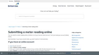 Submitting a meter reading online - Monthly or quarterly ... - British Gas