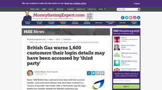 British Gas warns 1,600 customers their login details may have been ...