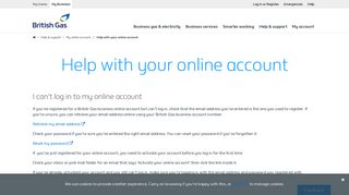 Help with your online account - Help & Support | British Gas business