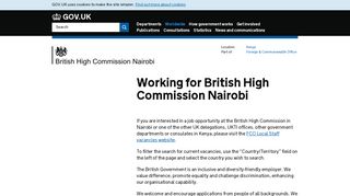 Working for British High Commission Nairobi - GOV.UK