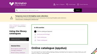 Online catalogue (spydus) | Using the library catalogues | Birmingham ...