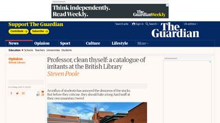 Professor, clean thyself: a catalogue of irritants at the British Library ...