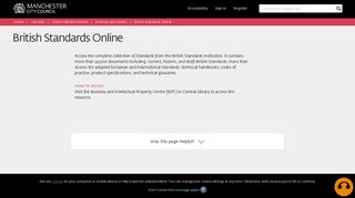 Online reference library - British Standards Online | Manchester City ...