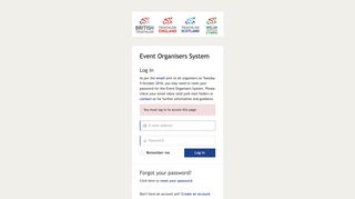 Triathlon Event Organisers System: Log In