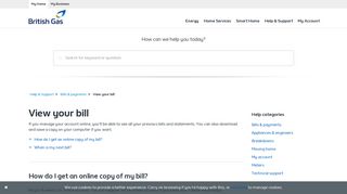 View your bill - Energy - Bills & payments - Help & Support - British Gas