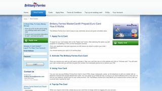 Brittany Ferries MasterCard® Prepaid Euro Card - How they work