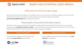 Dignity Health Central Coast Medical Provider Portal