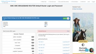 SMC SMC BROADBAND ROUTER Default Router Login and Password