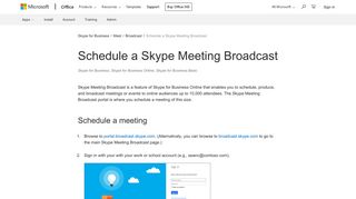 Schedule a Skype Meeting Broadcast - Skype for Business